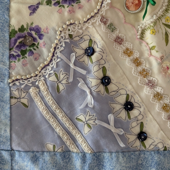 Vintage Crazy Quilt Small 23"x22" Wall hanging - Picture 3 of 11